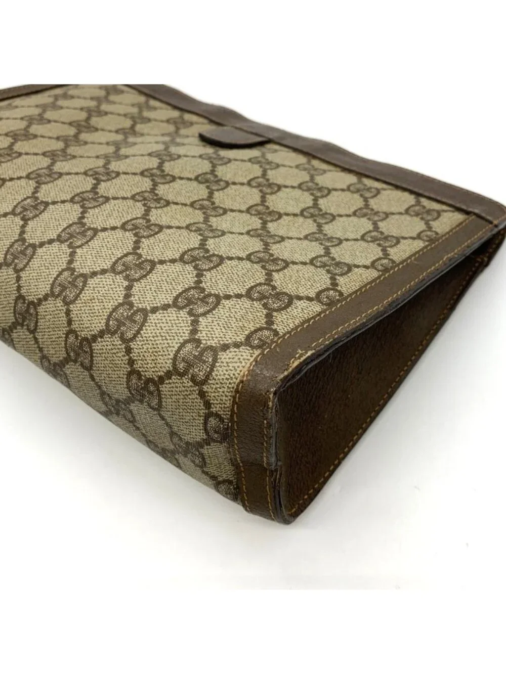 Gucci 014 56 Clutch GG Supreme Canvas Vintage Brown